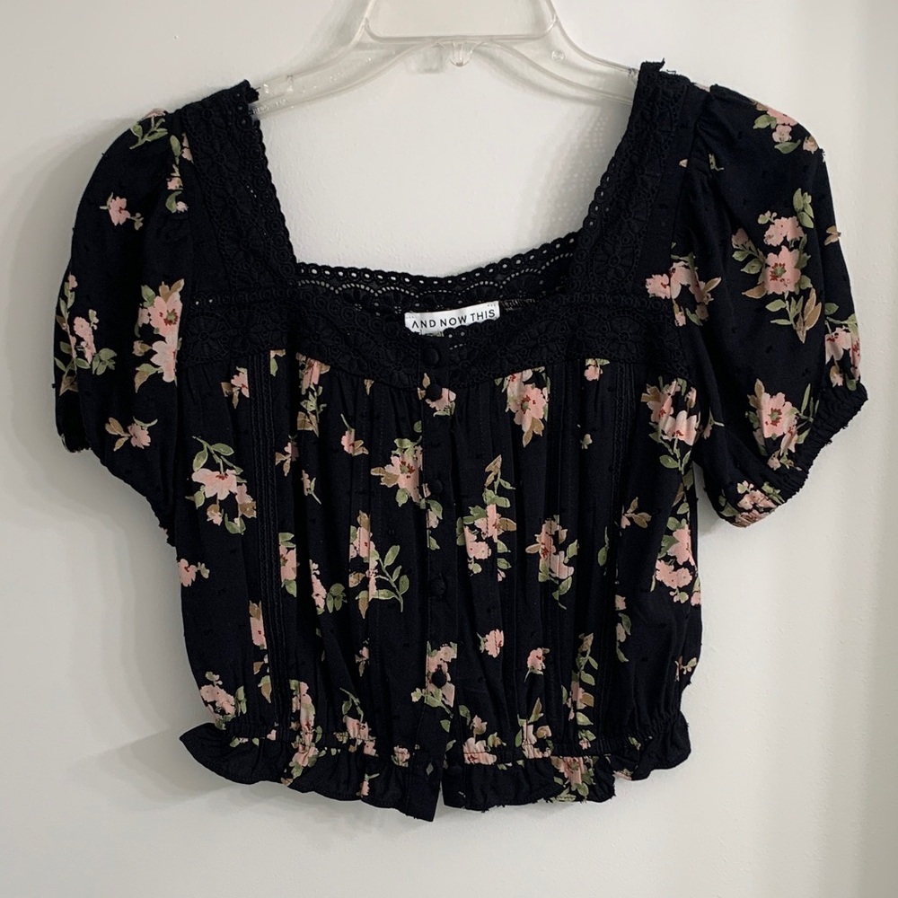 NWT - And Now This Black Floral Women's Blouse